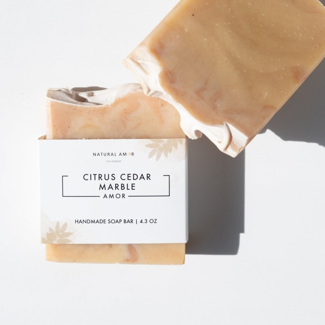 Citrus Cedar Marble Soap Bar with vibrant colors and natural ingredients, showcasing its artisanal design and texture.