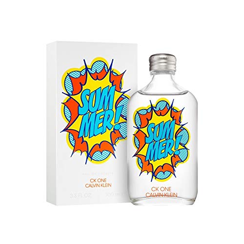 CK One Summer 2019 Eau de Toilette bottle with vibrant summer-themed design.