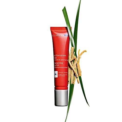 Clarins Men Energizing Eye Gel in a sleek tube, designed for reducing puffiness and dark circles around the eyes.