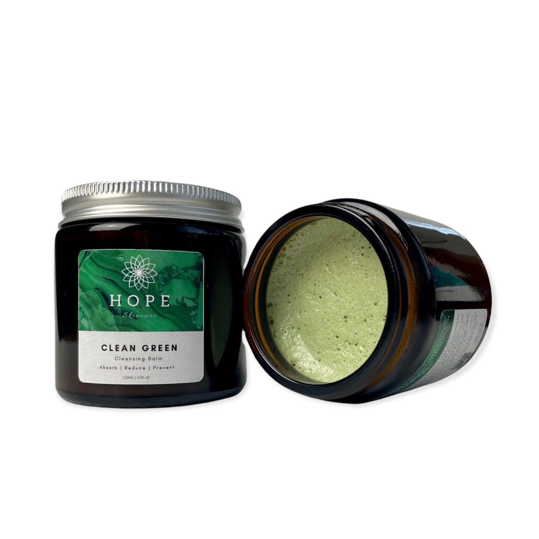 Clean Green Cleansing Balm in a sleek jar, showcasing its rich, creamy texture and eco-friendly packaging.