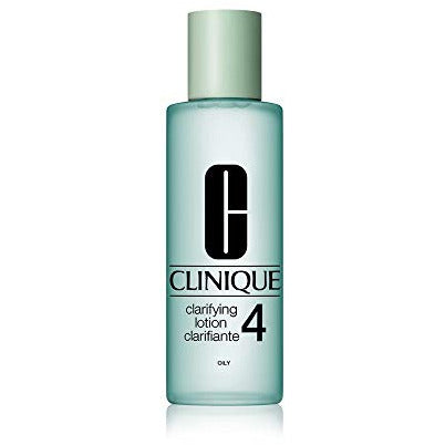 Clinique Cleansing Range Clarifying Lotion for very oily skin in a sleek bottle with a light green hue.