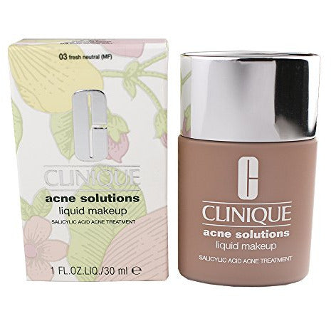 Clinique Anti-Blemish Solutions Liquid Makeup in 03 Fresh Neutral, showcasing the bottle and its sleek design.