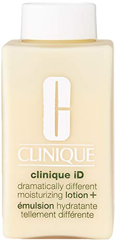 Clinique iD Dramatically Different Moisturizing Lotion + in a sleek 115ml bottle, designed for dry skin hydration.