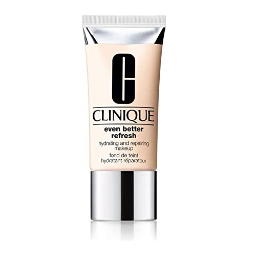 Clinique Even Better Refresh Hydrating And Repairing Foundation in WN01 Flax shade, showcasing its sleek packaging and rich texture.