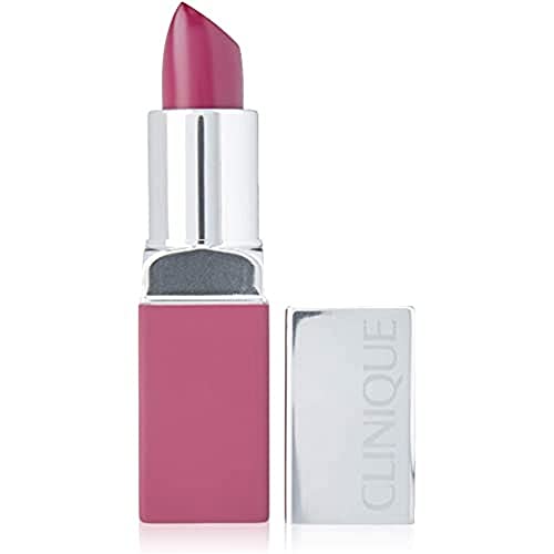 Clinique Pop Matte Lip Colour & Primer in Pow Pop, showcasing a vibrant pink shade in a sleek tube.