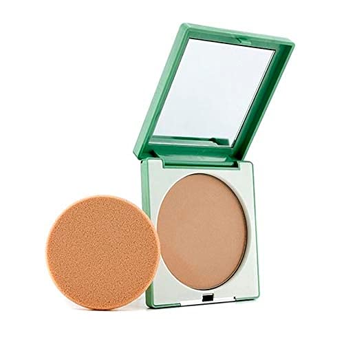 Clinique Superpowder Double Face Powder in Matte Beige, showcasing its compact design and smooth powder texture.