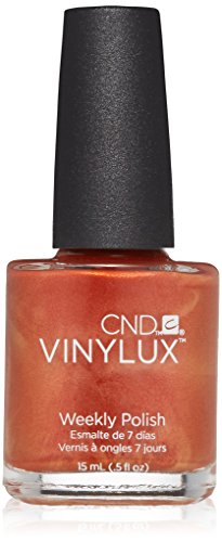 CND Vinylux Weekly Nail Polish in Fine Vermillion, showcasing a vibrant red color in a sleek bottle.