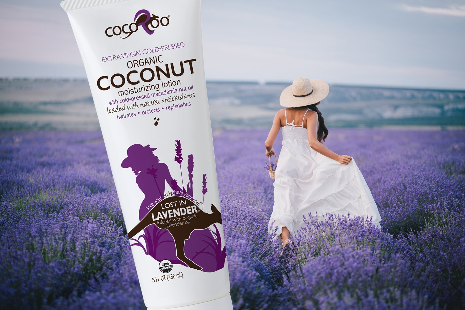 CocoRoo® Coconut Care 3-Pack featuring Original, Lavender, and Peppermint coconut oil moisturizers in 8 oz tubes.