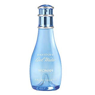 Cool Water Woman Eau de Toilette by Davidoff, a floral perfume in an elegant bottle, showcasing its refreshing and feminine essence.