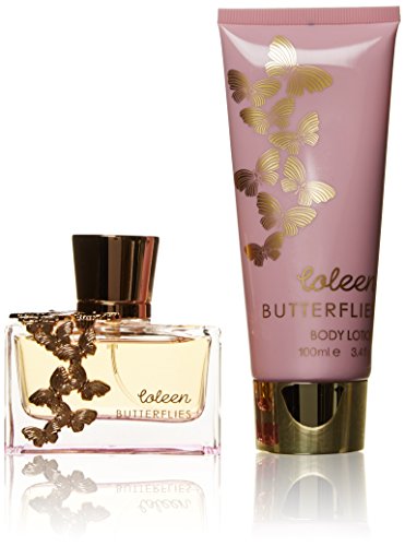 Coleen Rooney Butterflies Gift Set featuring 50ml EDT and 100ml body lotion in elegant butterfly-themed packaging.