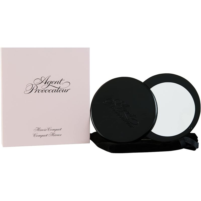 Agent Provocateur Compact Mirror in a stylish protective pouch, perfect for makeup touch-ups.