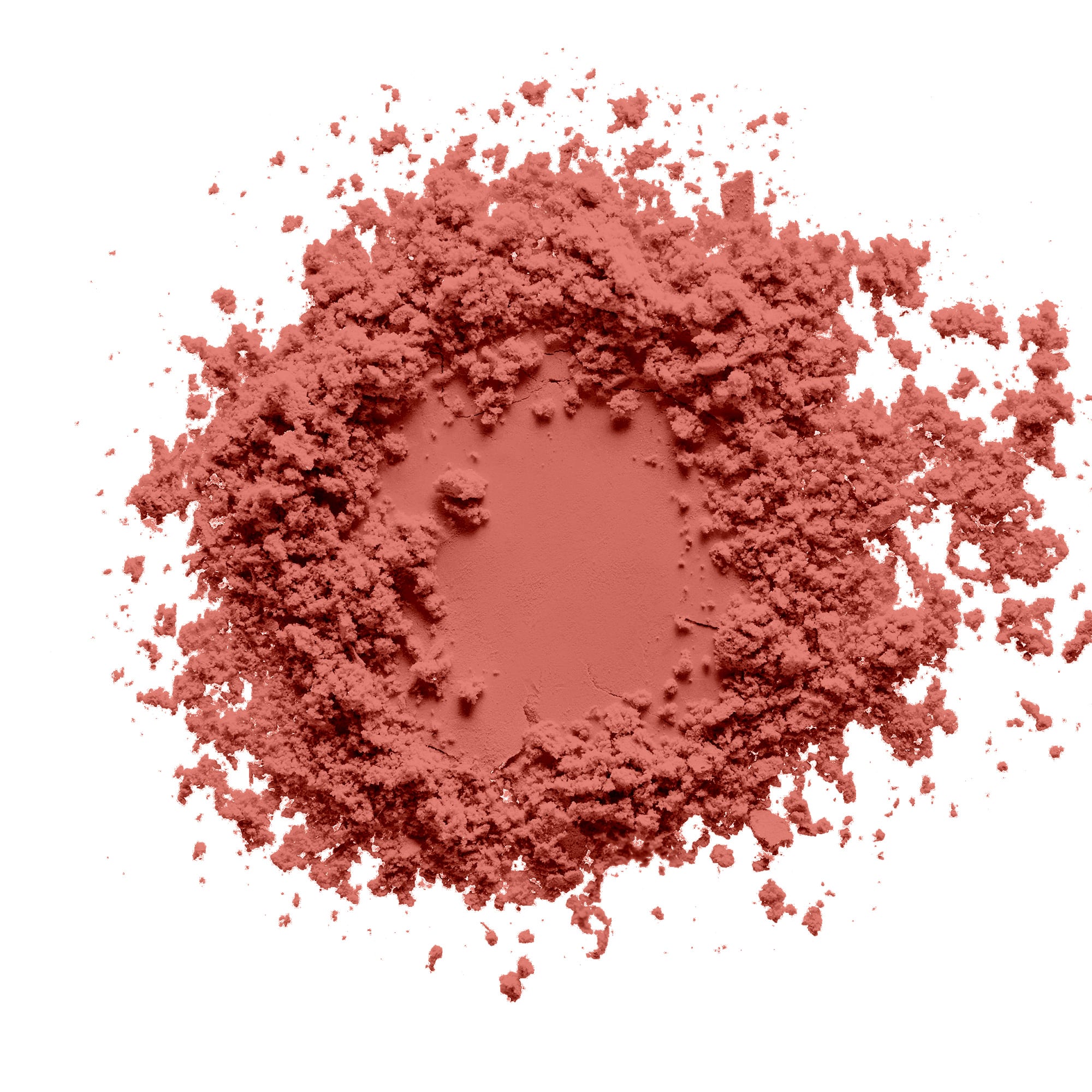 A compact of Coral blush showcasing its silky texture and vibrant color, perfect for achieving a natural glow.