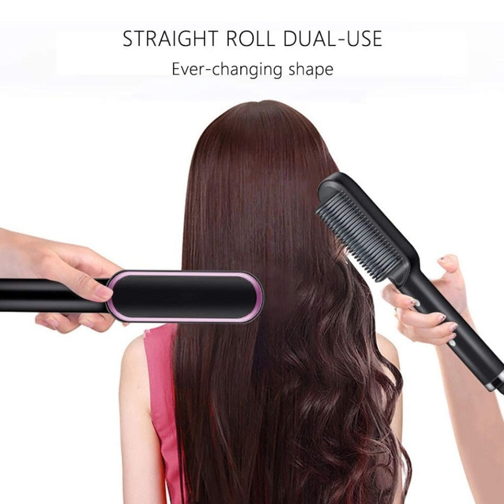 Coseey Hair Iron with advanced ceramic plates for styling hair, showcasing its ergonomic design and adjustable temperature settings.