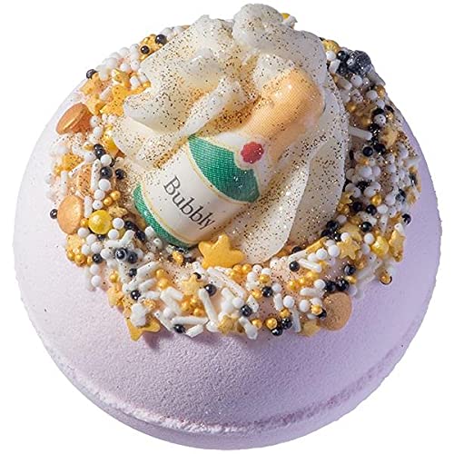 Cosmetics Fizz The Season Bath Blaster in vibrant colors, fizzing in a bath tub, creating a festive atmosphere.