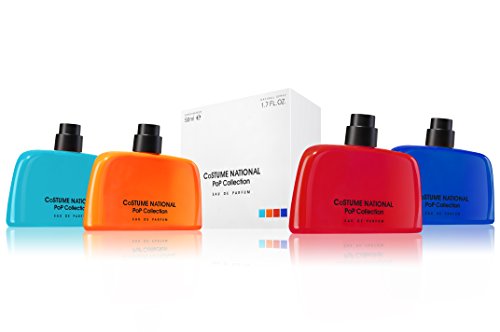 Costume National Pop Collection Eau de Parfum in a stylish bottle with a vibrant random colour.