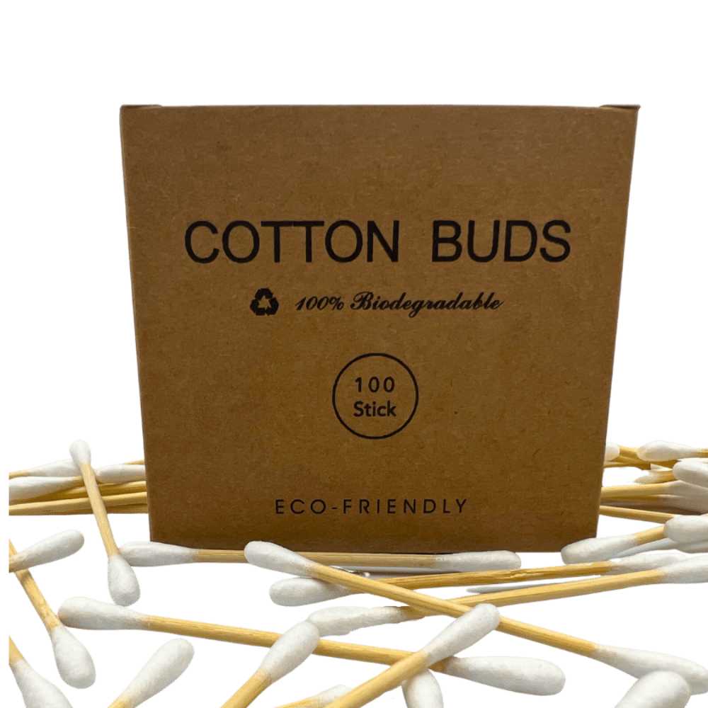 A pack of Cotton Buds with a sturdy wooden handle and soft cotton tips, ideal for skincare and grooming applications.