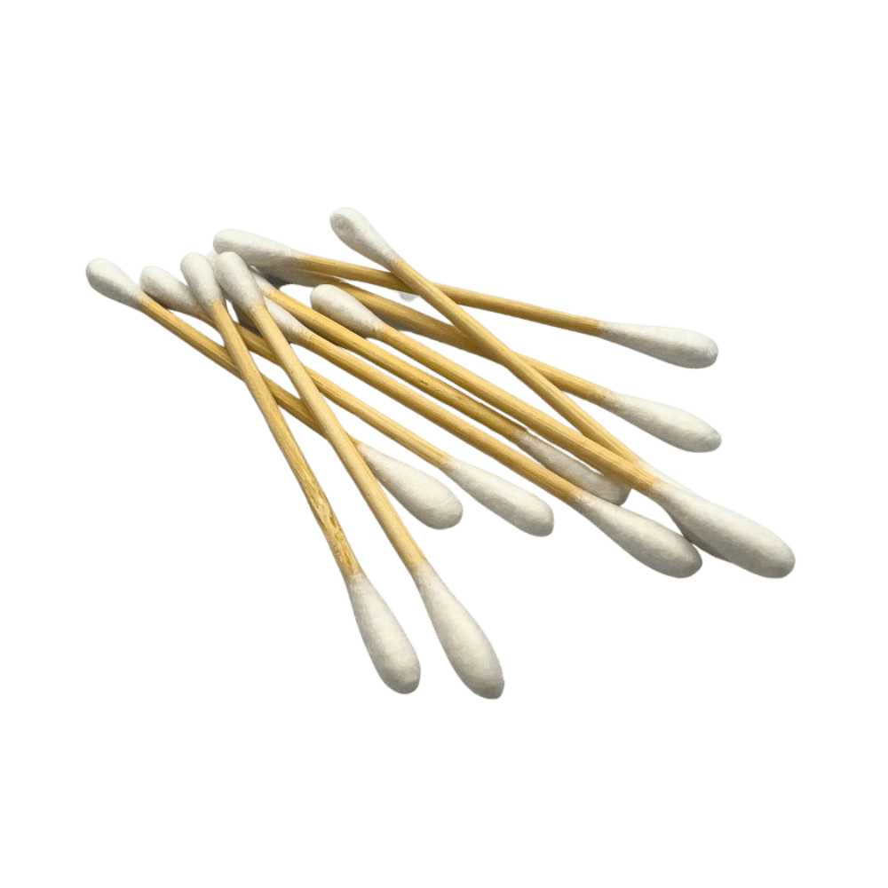 A pack of Cotton Buds with a sturdy wooden handle and soft cotton tips, ideal for skincare and grooming applications.