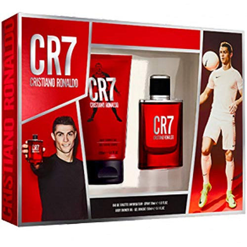 CR7 Gift Set featuring 30ml Eau de Toilette and 150ml shower gel in stylish packaging.