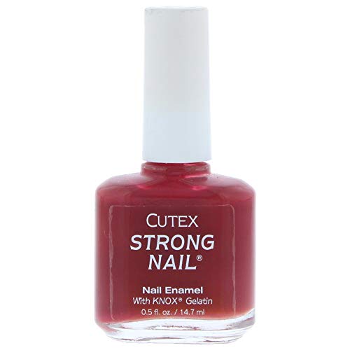 Bottle of Cutex Strong Nail Enamel in Cider showcasing its vibrant color and sleek design.