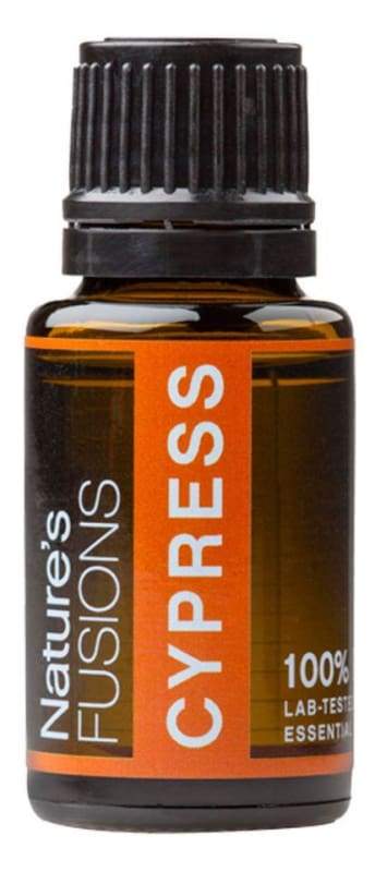 A 15ml bottle of Cypress Pure Essential Oil, showcasing its elegant design and natural essence.