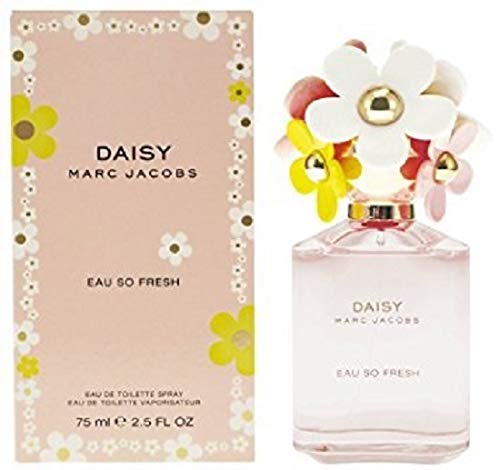 Daisy Eau So Fresh Eau de Toilette by Marc Jacobs in a whimsical floral bottle design, showcasing its vibrant and fresh essence.