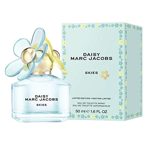 Marc Jacobs Daisy Skies Eau de Toilette - Limited Edition bottle with floral cap design, showcasing a vibrant and elegant appearance.