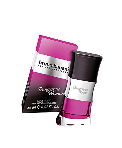 Bruno Banani Dangerous Woman Eau de Toilette bottle with elegant design, showcasing its floral and fruity essence.