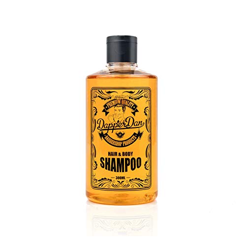 Dapper Dan Hair & Body Shampoo bottle with a sleek design, perfect for modern grooming.