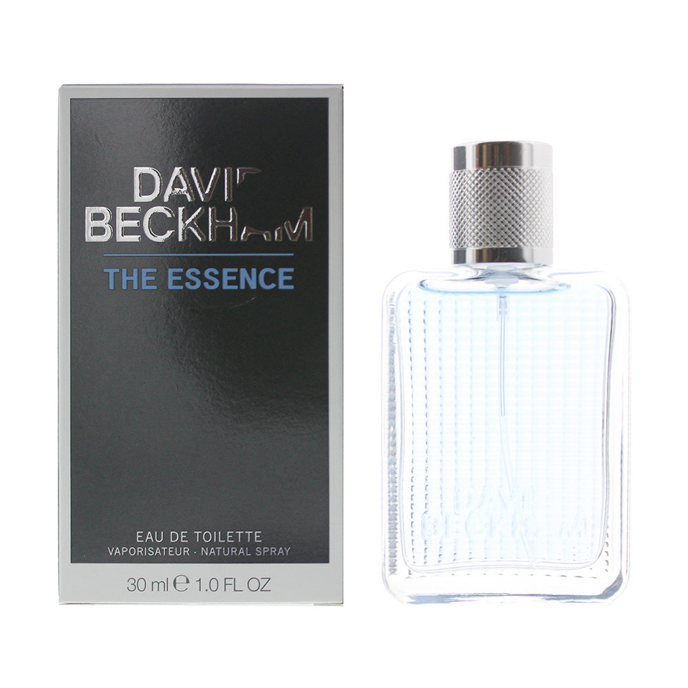 David Beckham The Essence Eau de Toilette bottle with a sleek design, showcasing its modern elegance and sophistication.