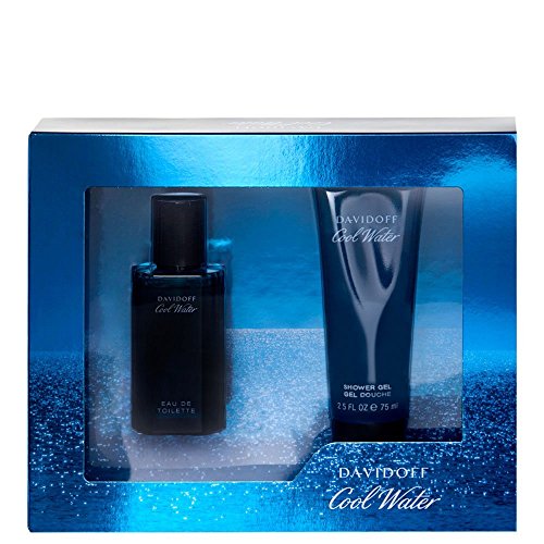 Davidoff Cool Water Gift Set featuring a 40ml EDT bottle and a 75ml shower gel in elegant packaging.