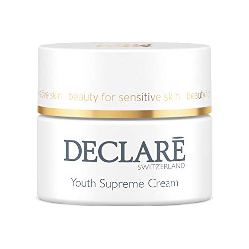 A jar of Declare Youth Supreme Cream showcasing its luxurious texture and elegant packaging, perfect for rejuvenating skin.