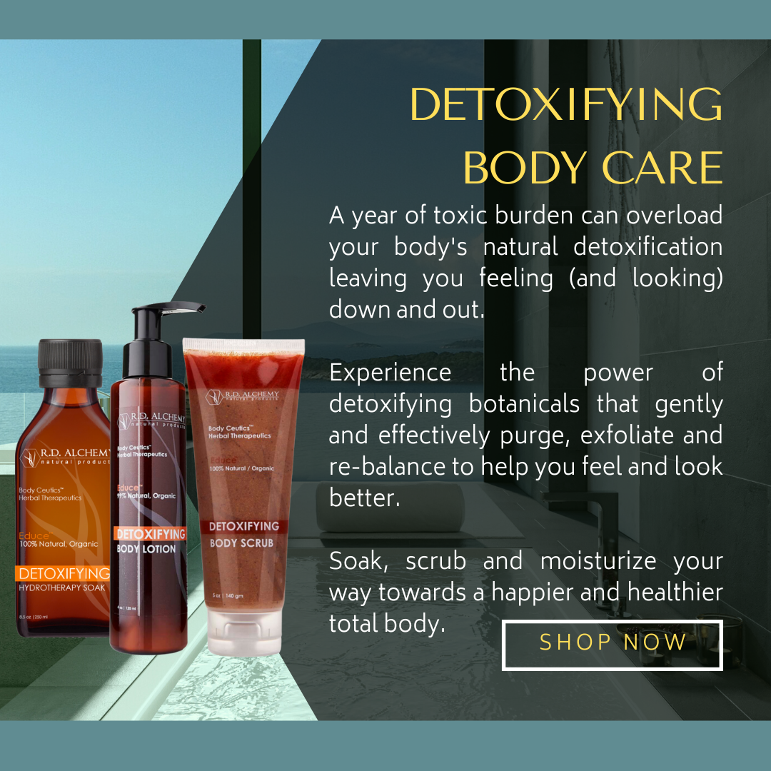 Detoxifying Body Care Set featuring three natural skincare products designed for hydration and detoxification.