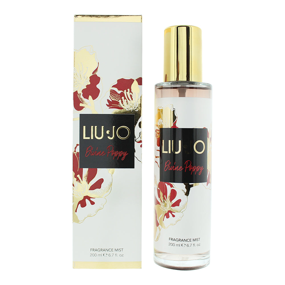 Liu Jo Divine Poppy Fragrance Mist bottle with floral design, showcasing its elegant and refreshing scent.