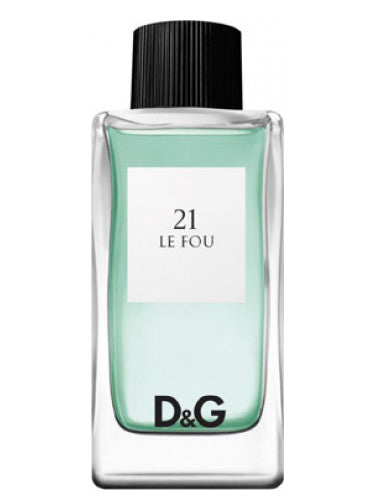 Dolce & Gabbana D&G 21 Le Fou Eau de Toilette bottle with elegant design, showcasing its sophisticated fragrance.