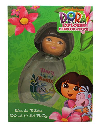 Dora The Explorer Dora & Boots Eau de Toilette bottle featuring vibrant colors and playful design.