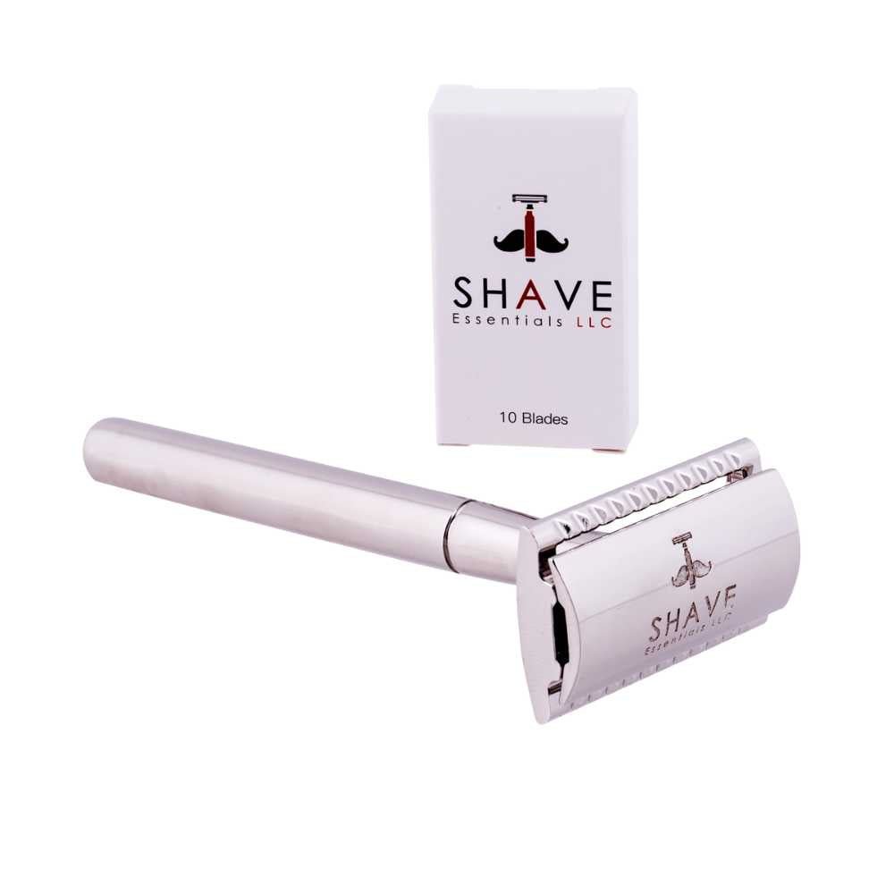 Double-Sided Safety Razor with high-quality steel blades and luxurious handle, designed for a close and comfortable shave.