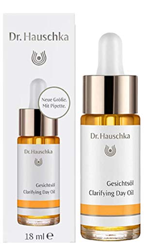 Dr. Hauschka Clarifying Day Oil bottle with a dropper, showcasing its elegant design and natural ingredients.