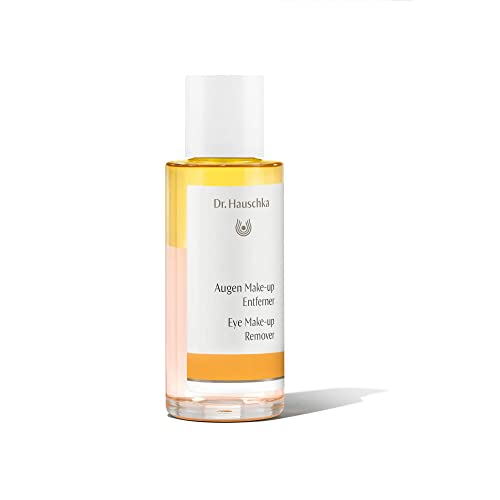 Dr. Hauschka Eye Make-Up Remover bottle with a gentle formula for sensitive skin, designed for effective makeup removal.