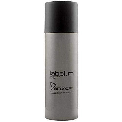 Label.m Dry Shampoo canister with a sleek design, ideal for refreshing hair.