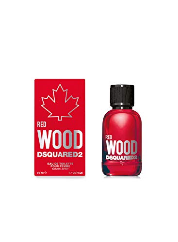 DSquared² Red Wood Eau de Toilette bottle with vibrant red and sleek design, showcasing its modern aesthetic.