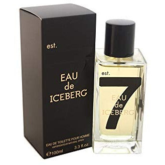 Bottle of Iceberg Eau de Pour Homme Eau de Toilette with a sleek design, showcasing its elegant branding.