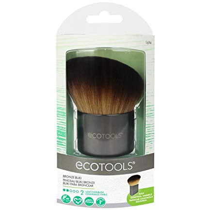 EcoTools Bronze Buki Bronzing Brush with soft bristles and ergonomic handle, ideal for bronzing and highlighting.