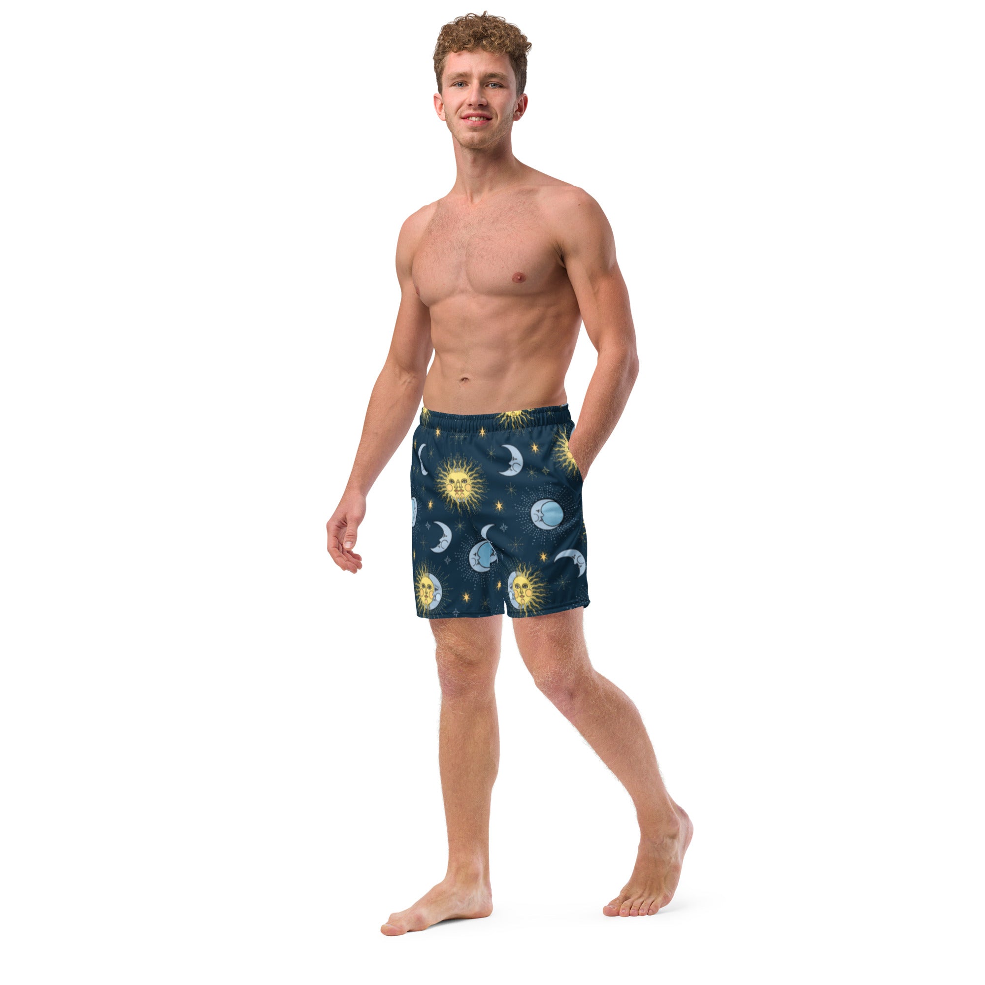 Eilian men's swim trunks featuring quick-drying fabric, multiple pockets, and a silky inner liner, perfect for summer activities.