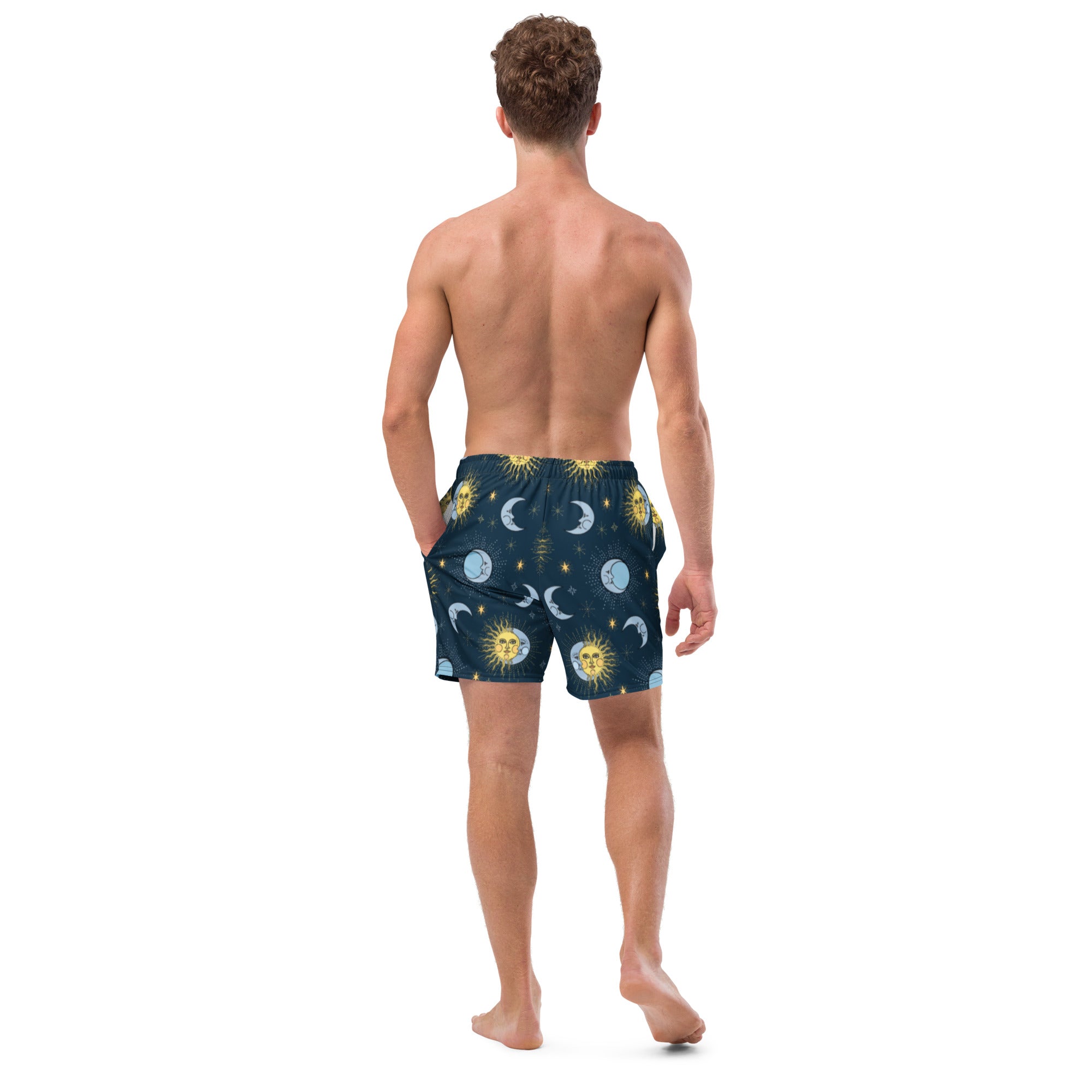 Eilian men's swim trunks featuring quick-drying fabric, multiple pockets, and a silky inner liner, perfect for summer activities.