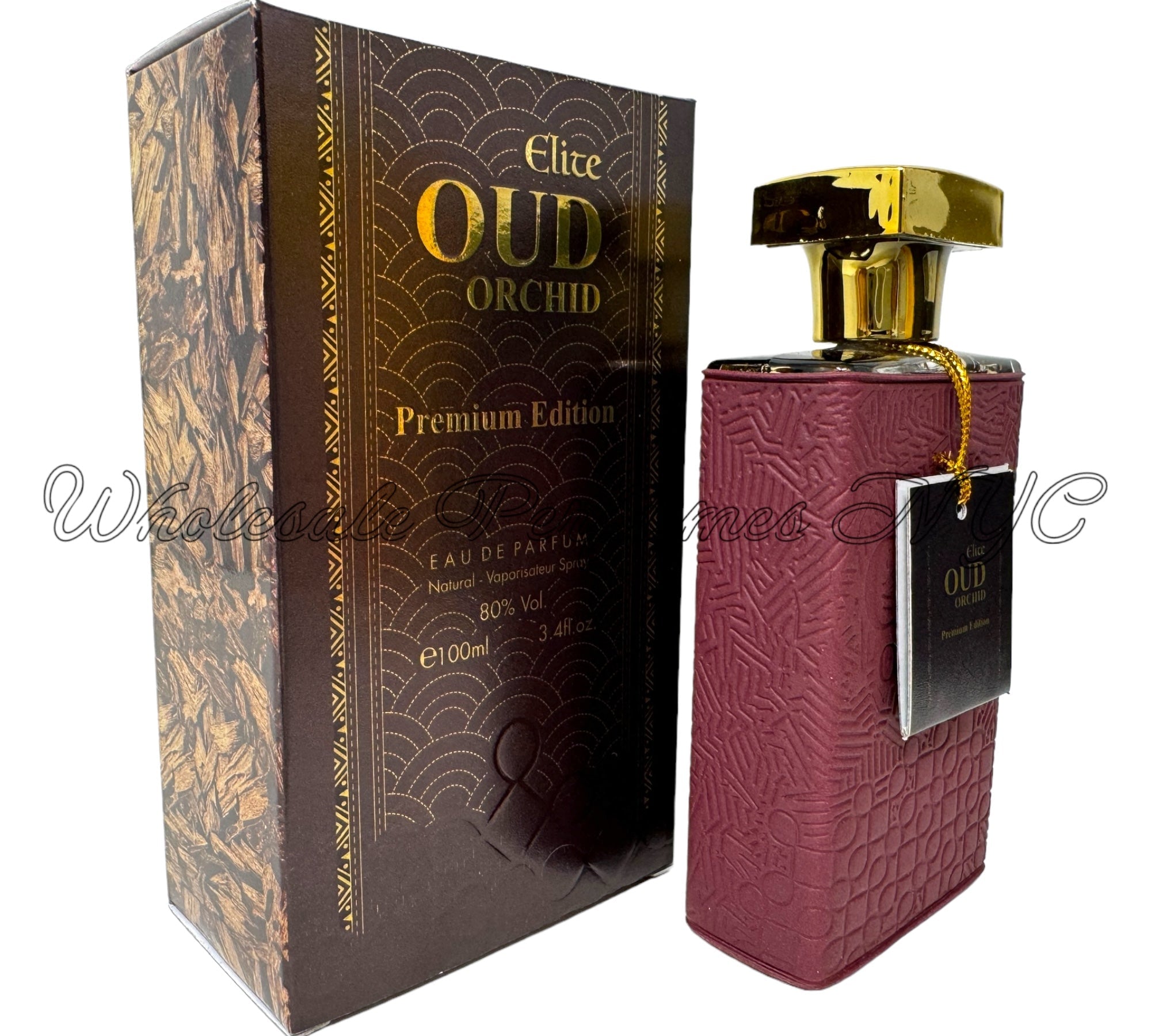 A luxurious bottle of Elite Oud Orchid Premium Edition for Men, showcasing its elegant design and rich fragrance.