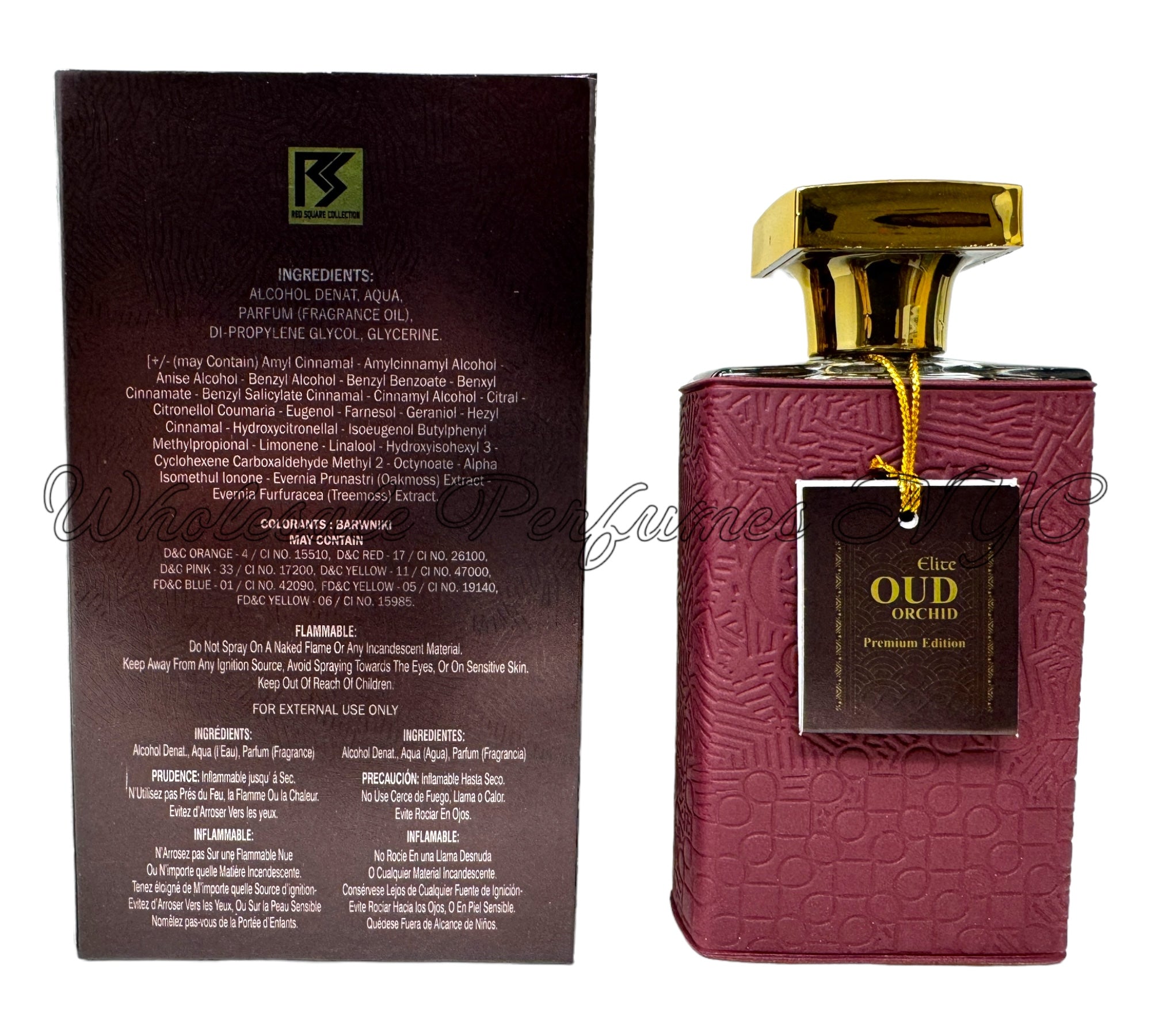 A luxurious bottle of Elite Oud Orchid Premium Edition for Men, showcasing its elegant design and rich fragrance.