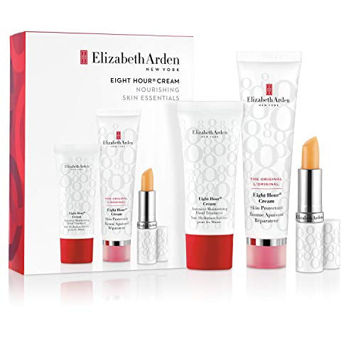 Elizabeth Arden Eight Hour Cream Original Gift Set featuring skin protectant, lip protectant stick, and hand treatment.