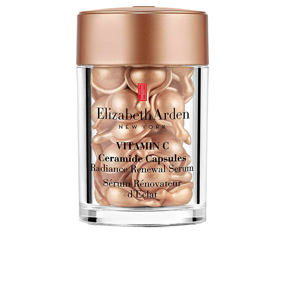 Elizabeth Arden Vitamin C Ceramide Capsules in a sleek container, showcasing 30 individual capsules for radiant skin.