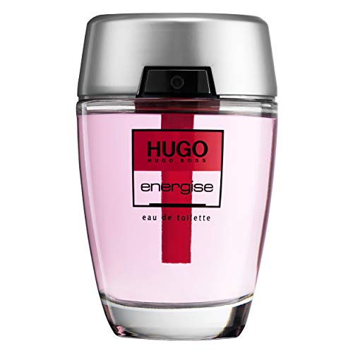 Energise Eau de Toilette by Hugo Boss in a sleek bottle, showcasing a woody aromatic fragrance for men.