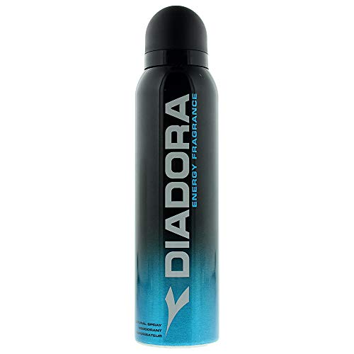 Diadora Energy Fragrance Blue Deodorant Spray in a sleek blue canister, designed for long-lasting freshness.